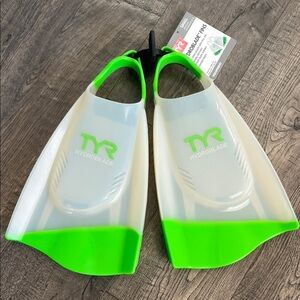 TYR Hydroblade Short Swim Fins in Neon Green and Clear Sz. S New